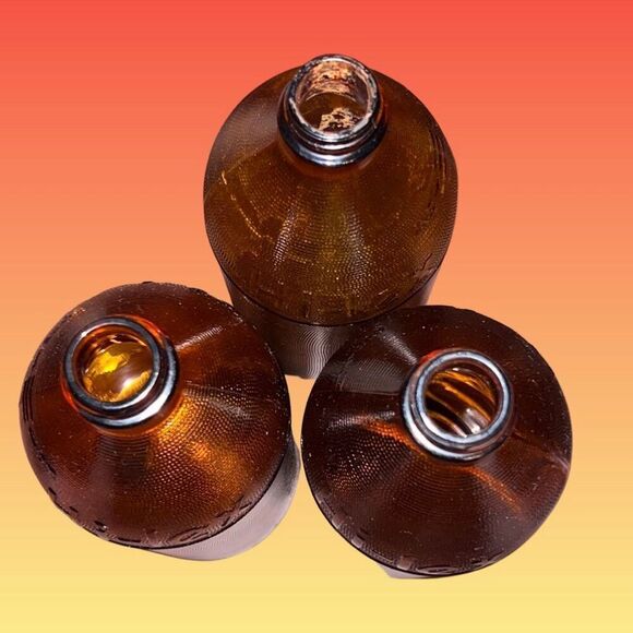 3 Vintage Amber Brown Glass Hi-Lex Bleach Bottles - Picture 2 of 5